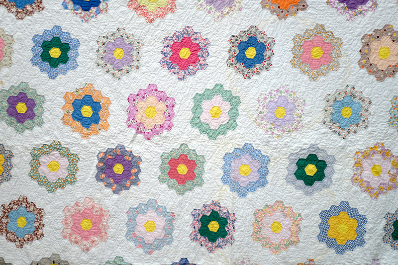Antique Grandmother's Flower Garden Quilt
