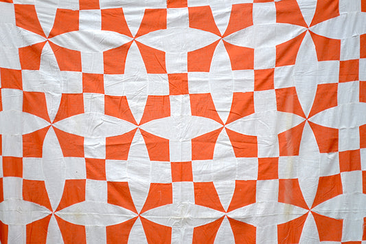 Antique Orange and White Quilt Top