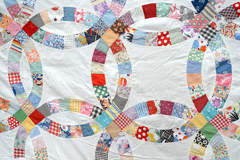 Antique Double Wedding Ring Quilt Top