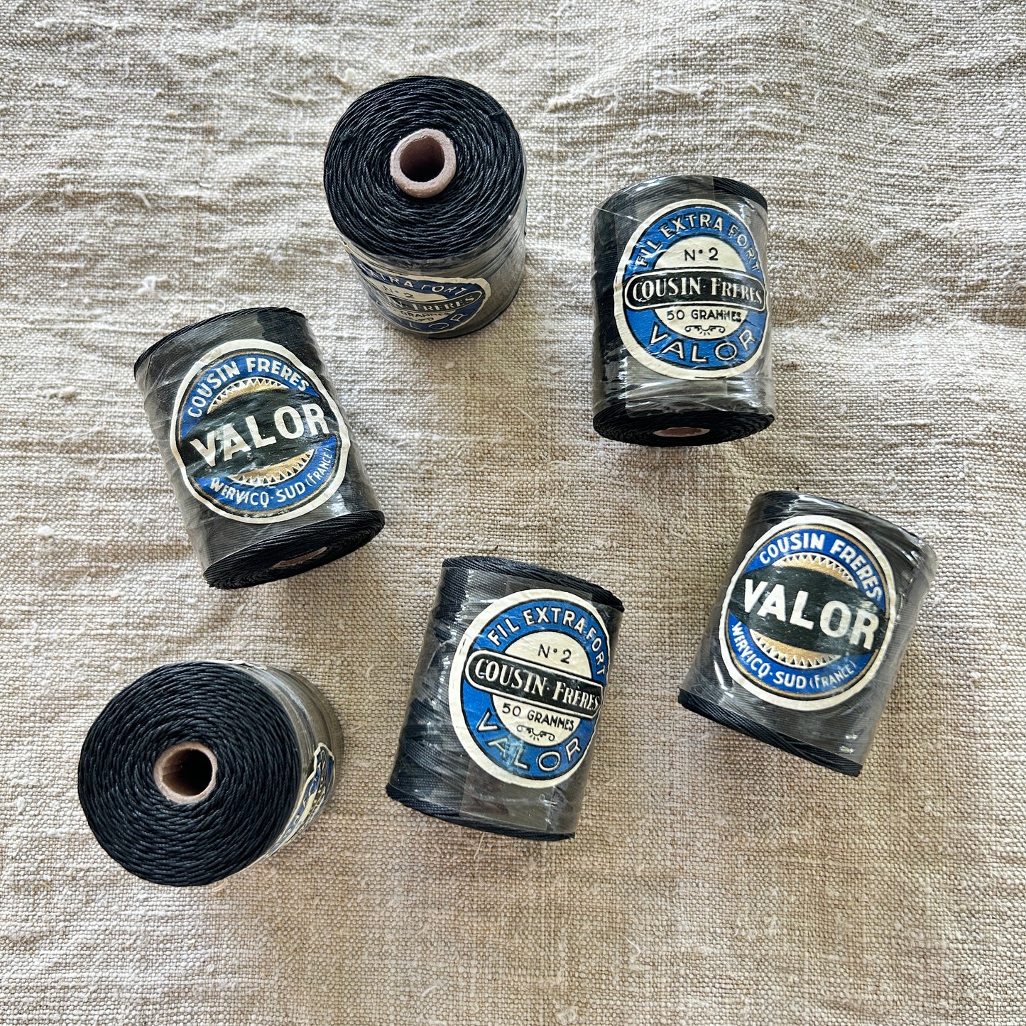 Vintage Spool of Black Linen Thread - France