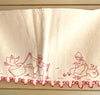 Antique Red Work Shelf Liner / Geese and Chickens