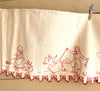 Antique Red Work Shelf Liner / Geese and Chickens