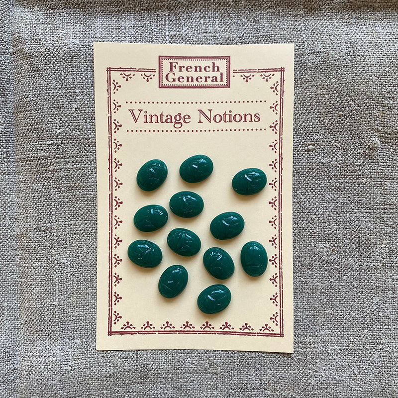 Vintage Jade Glass Scarab Cabochons