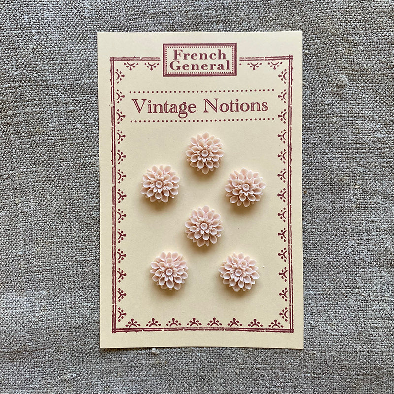 Vintage Pale Pink Floral Cabochons - Set of 6