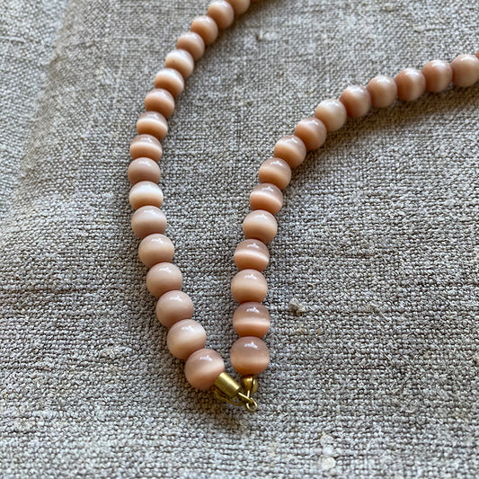 Vintage Pale Pink Cat's Eye Beads