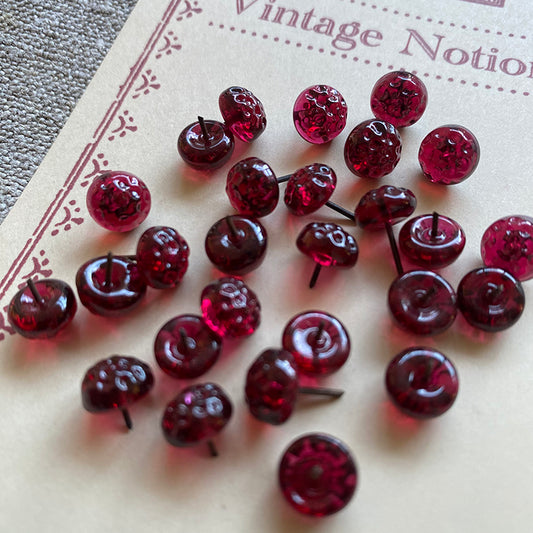 Vintage Cranberry Glass Pins