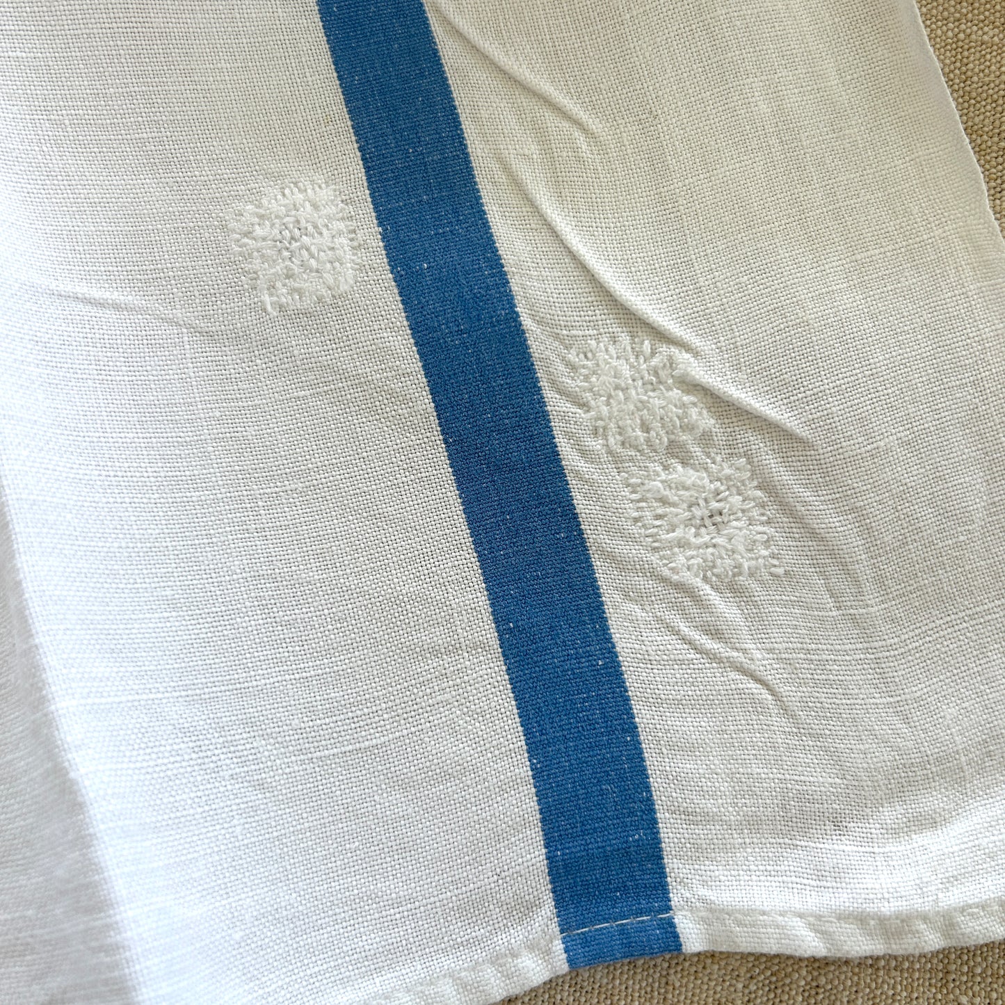 Vintage Blue Striped Torchons / Set of 2
