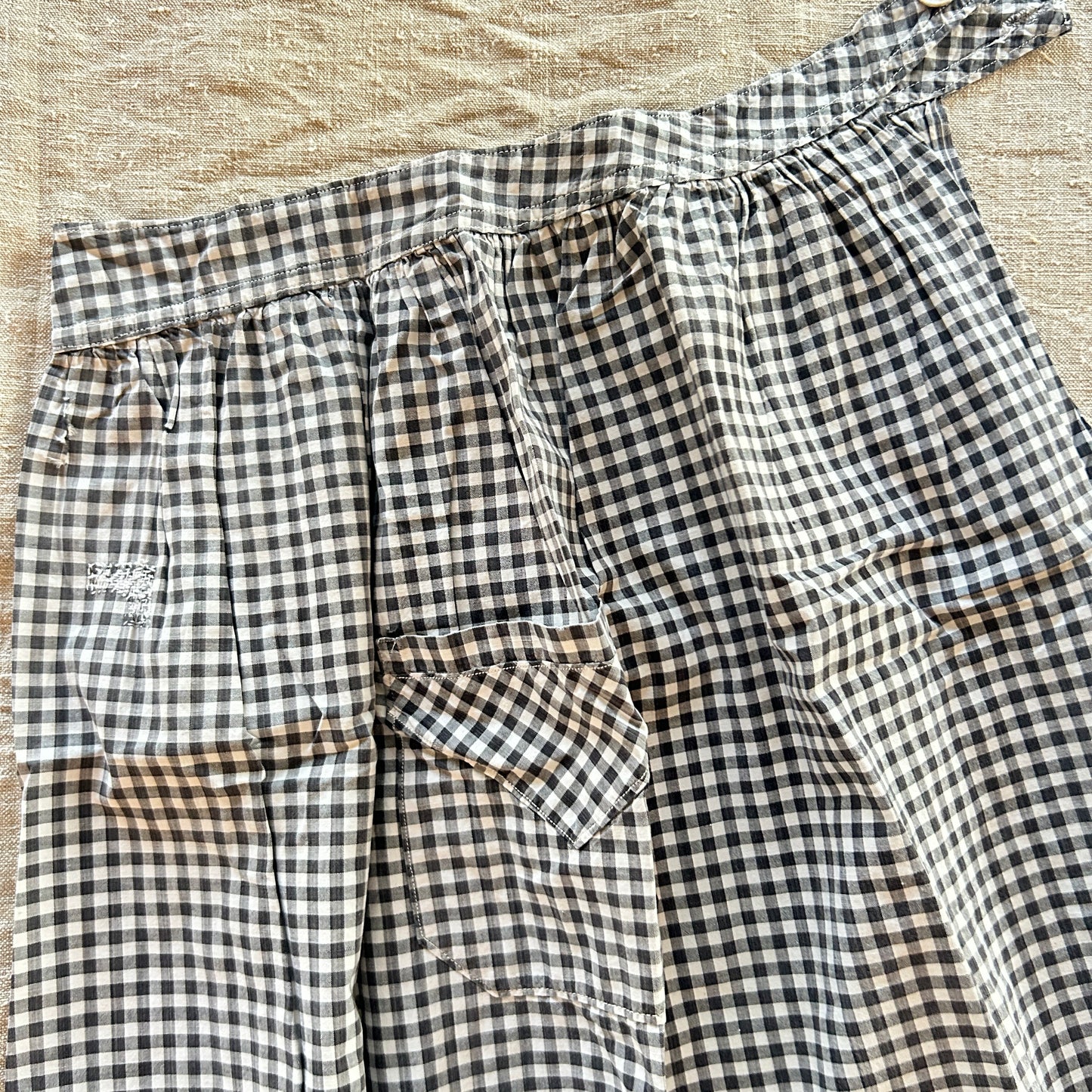 Vintage Black and White Gingham French Apron