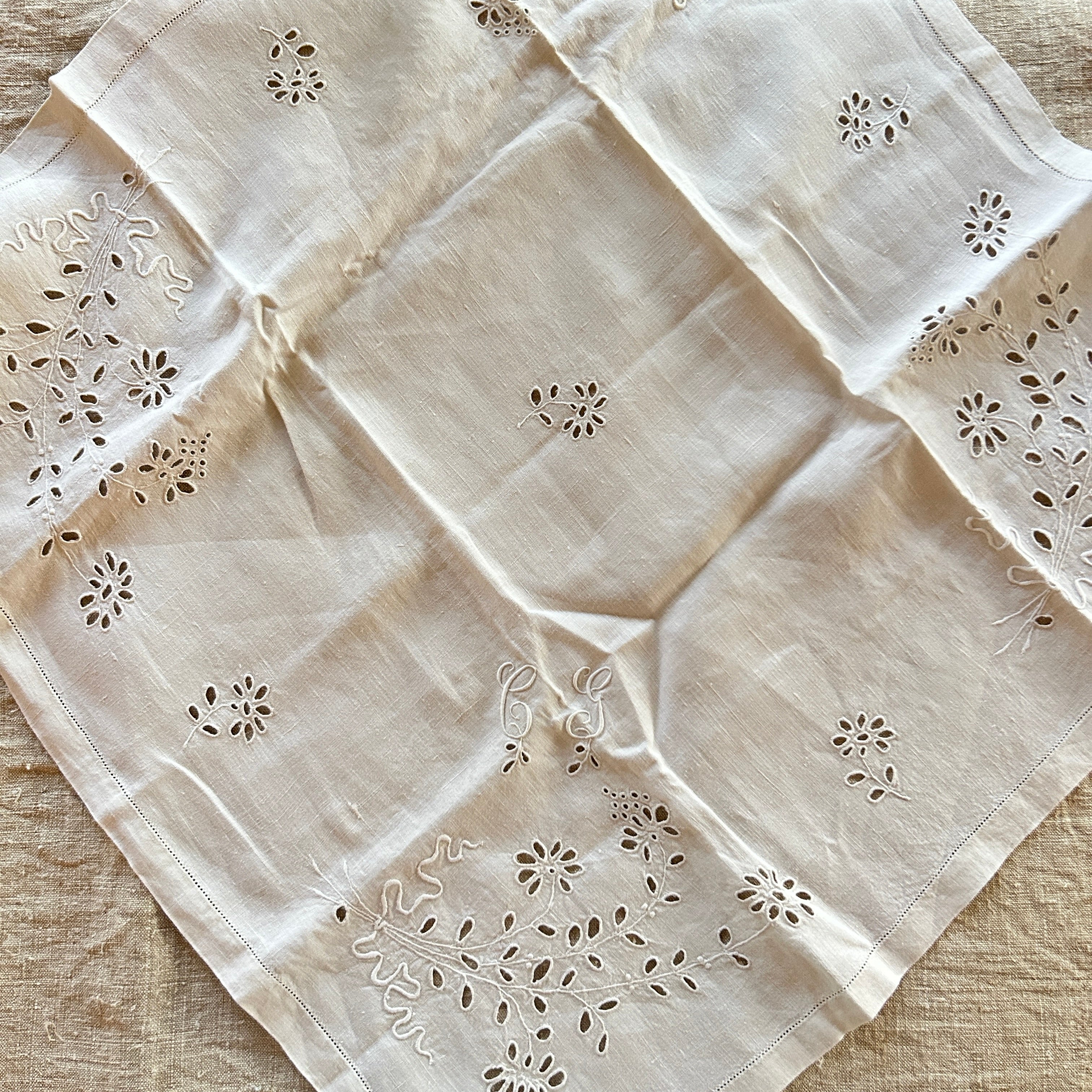 Vintage Linen Tea Set - CG Monogram