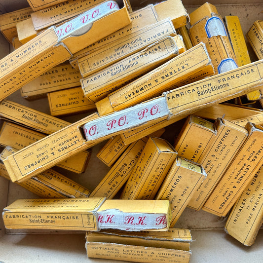 Vintage French Laundry Cotton Tape with Monograms