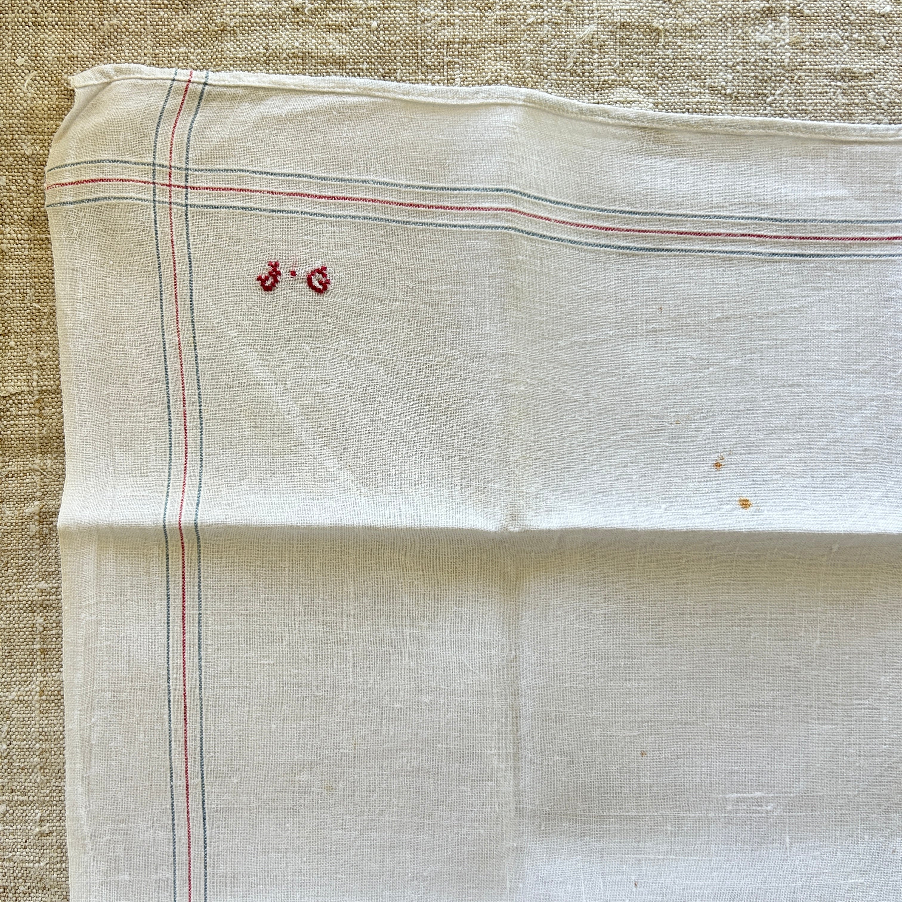 Vintage Linen Handkerchiefs / Set of Two / JG Monogram