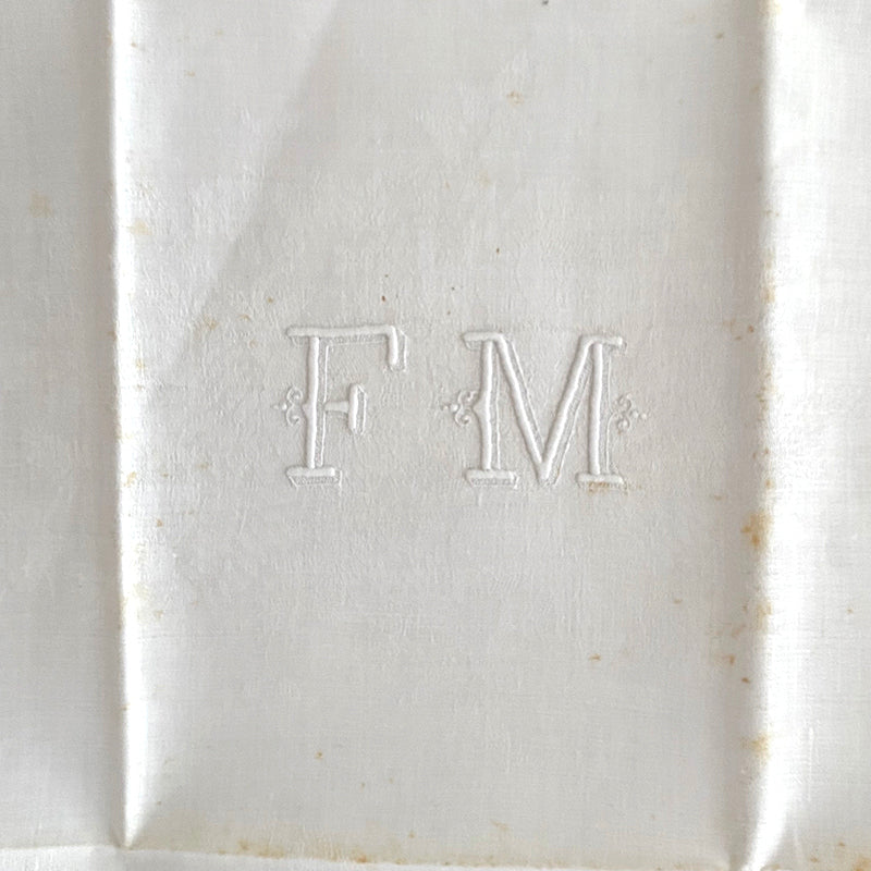 Linen Damask Napkin Set of Four - FM Monogram