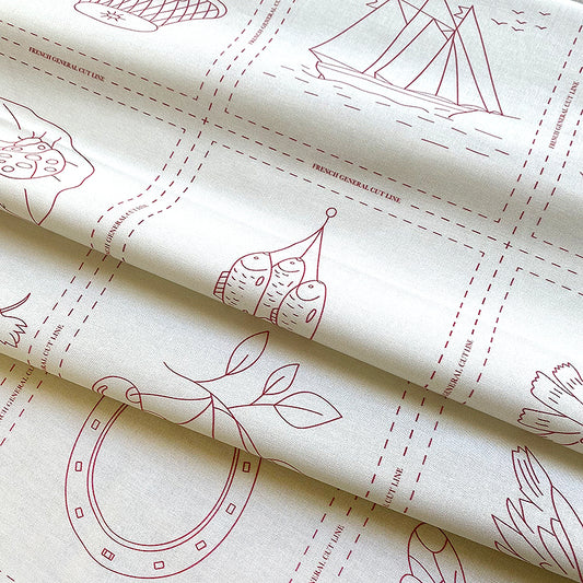 Red Work Embroidery Panel