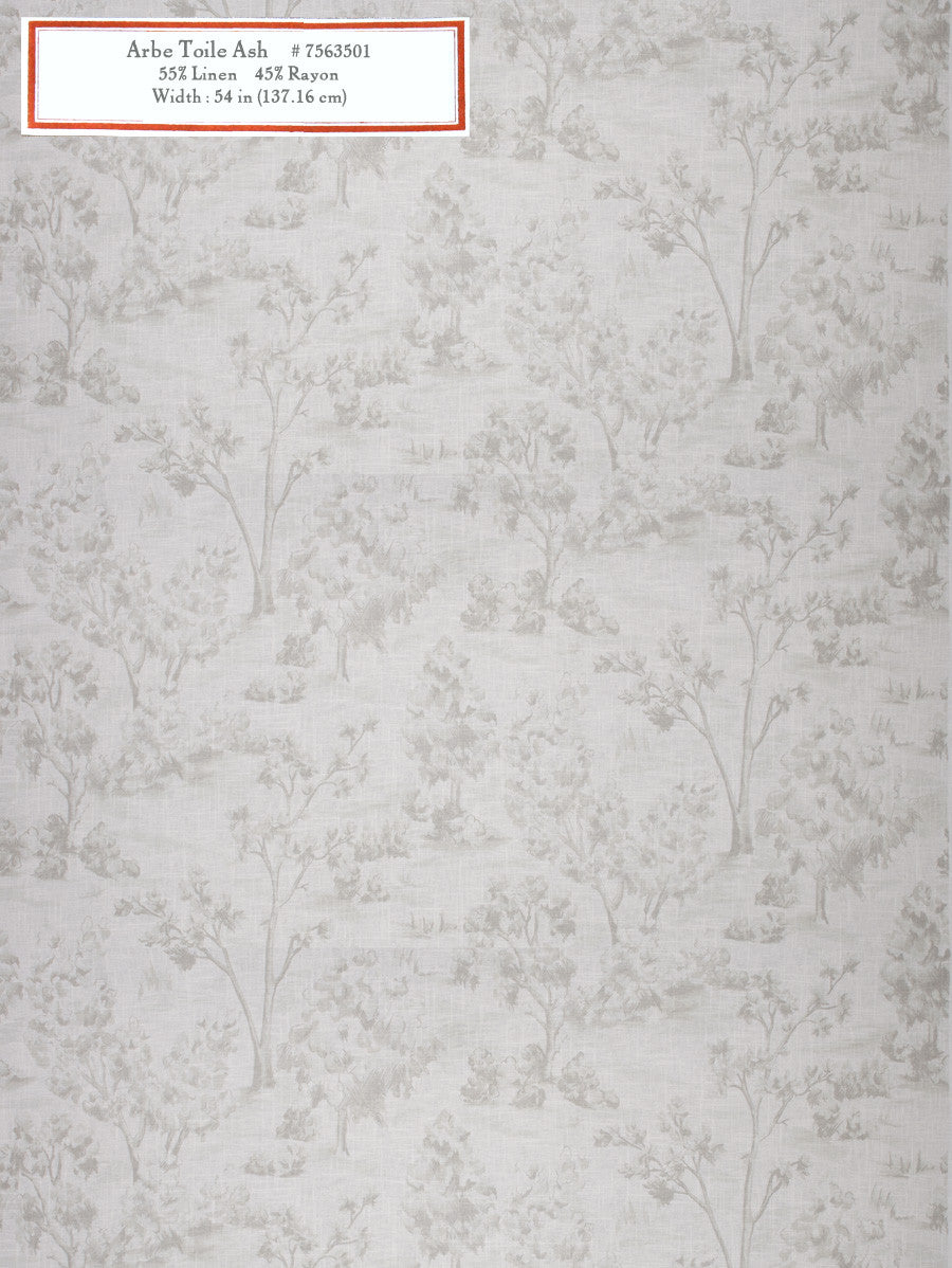 Home Decorative Fabric - Arbe Toile Ash