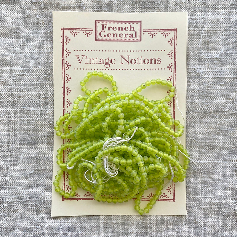 Vintage Glass Beads - Translucent Apple Green