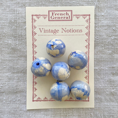 Vintage Cotton Beads - Marbled Blue