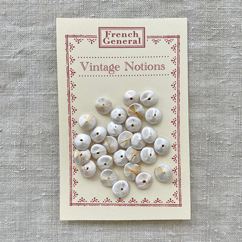 Vintage One Hole Silk Buttons - White