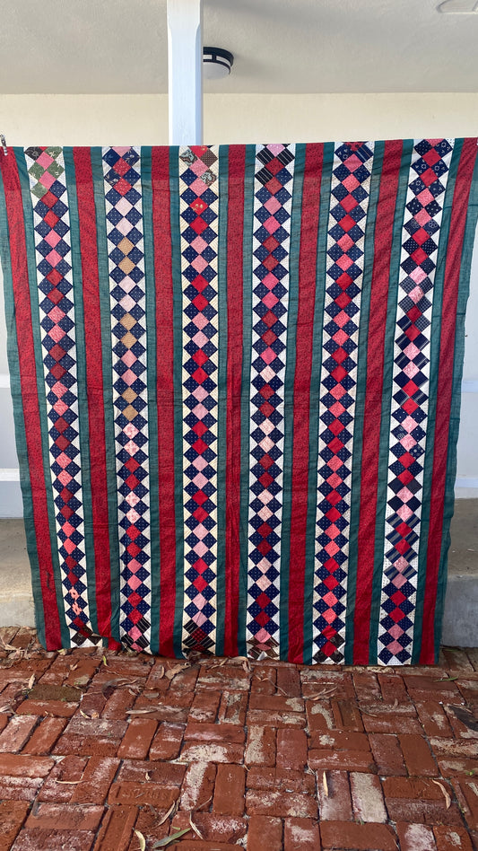 Antique Bars Four-Patch Quilt Top