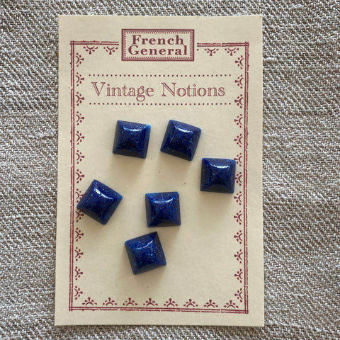 High-Dome Square Glass Cabachons - Sapphire