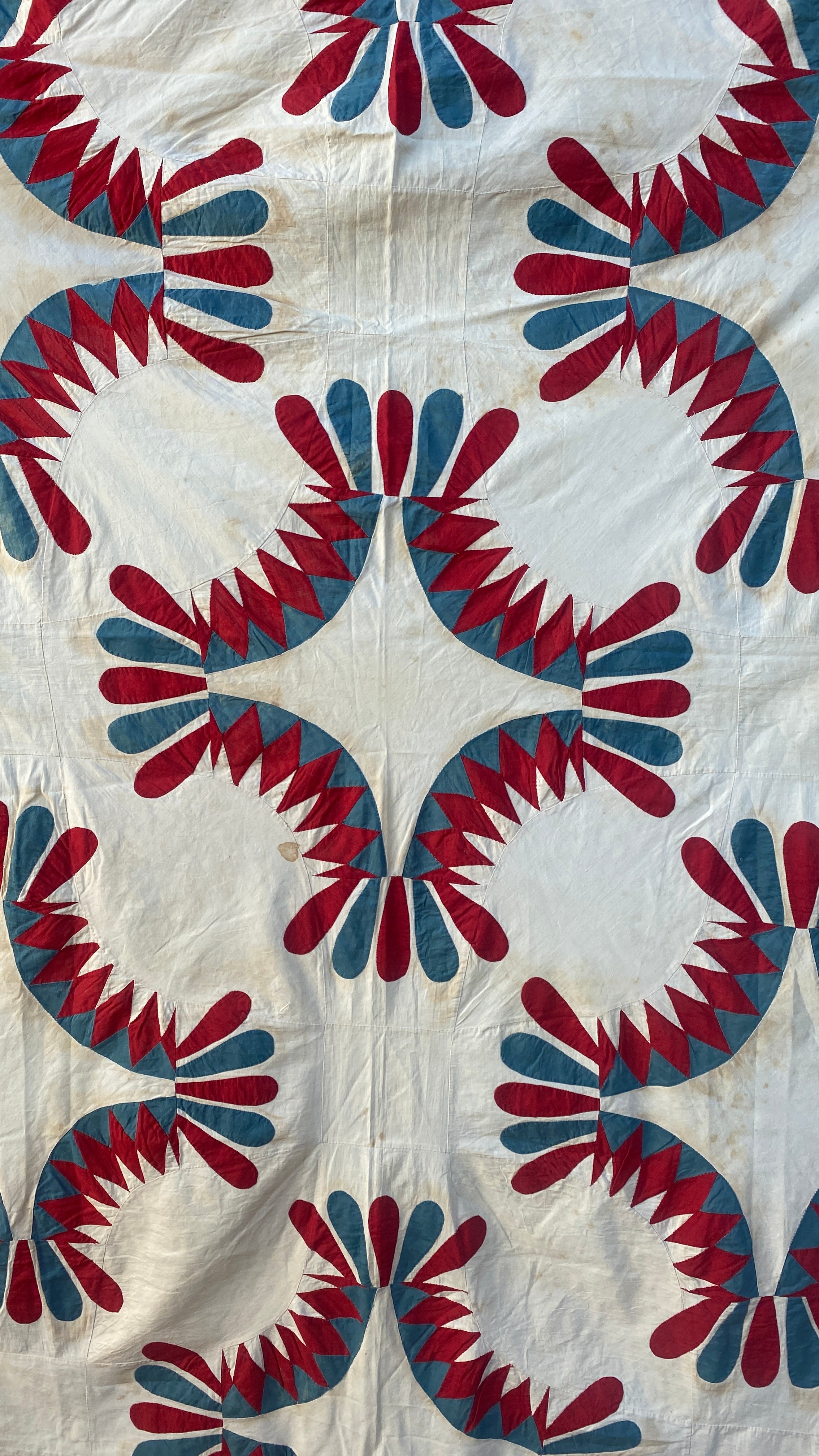 Antique Red and Blue Quilt Top