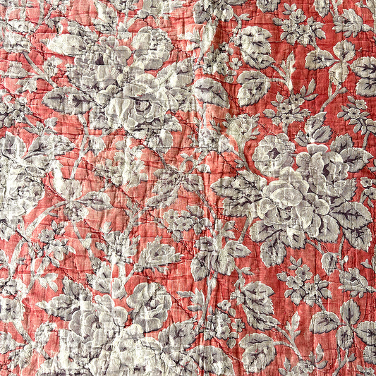 Antique French Red and Purple Quilted Piece