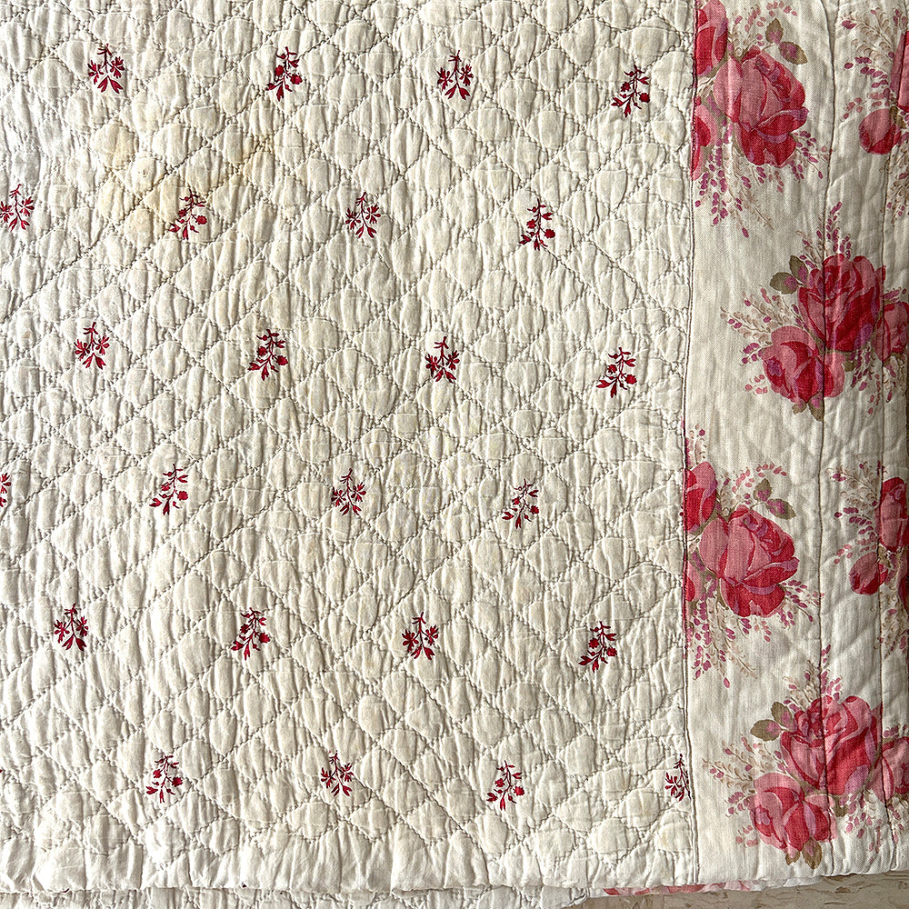 Antique French Red and White Boutis