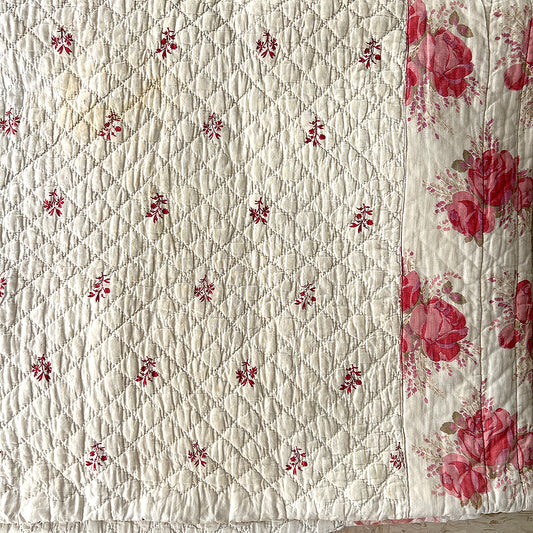 Antique French Red and White Boutis