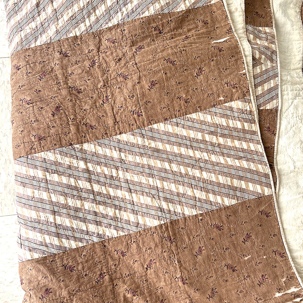 Early Brown Striped Quilt