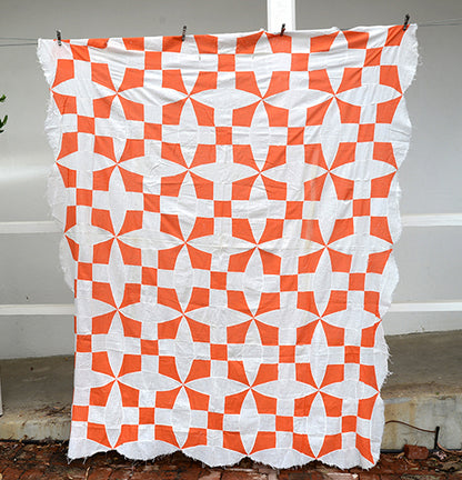 Antique Orange and White Quilt Top