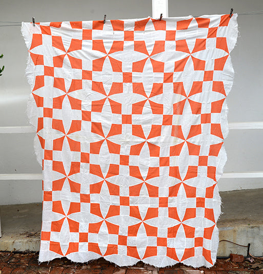 Antique Orange and White Quilt Top