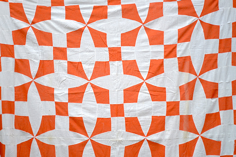 Antique Orange and White Quilt Top