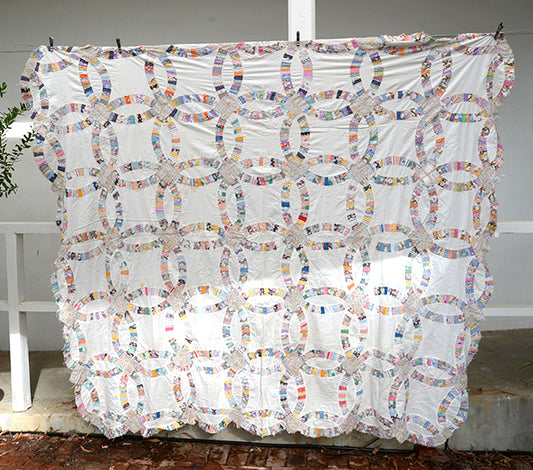 Antique Double Wedding Ring Quilt Top
