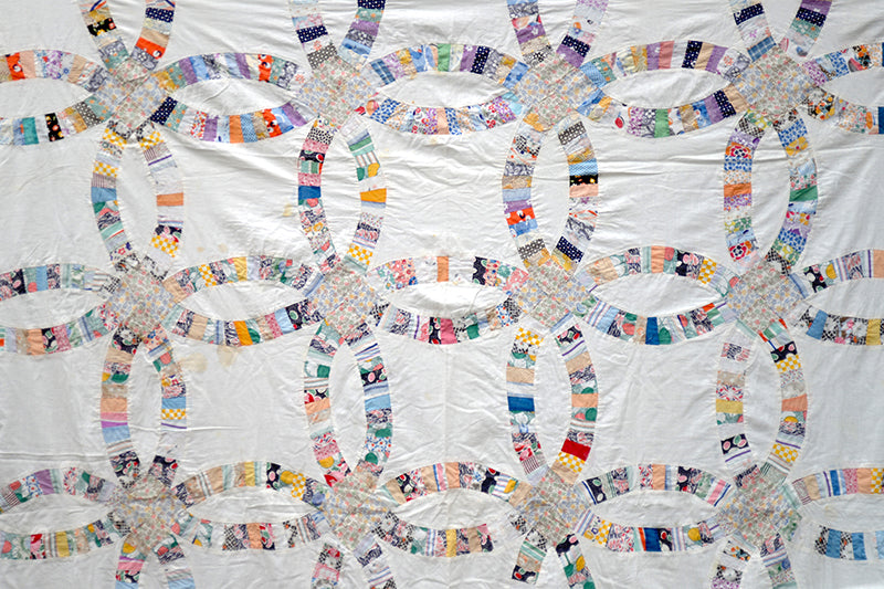 Antique Double Wedding Ring Quilt Top