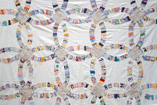 Antique Double Wedding Ring Quilt Top