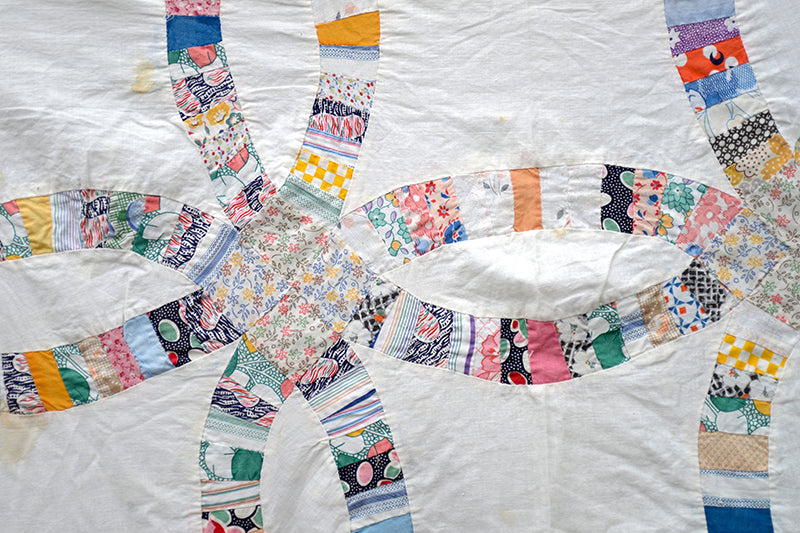 Antique Double Wedding Ring Quilt Top