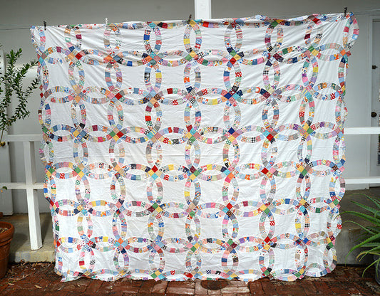 Antique Double Wedding Ring Quilt Top