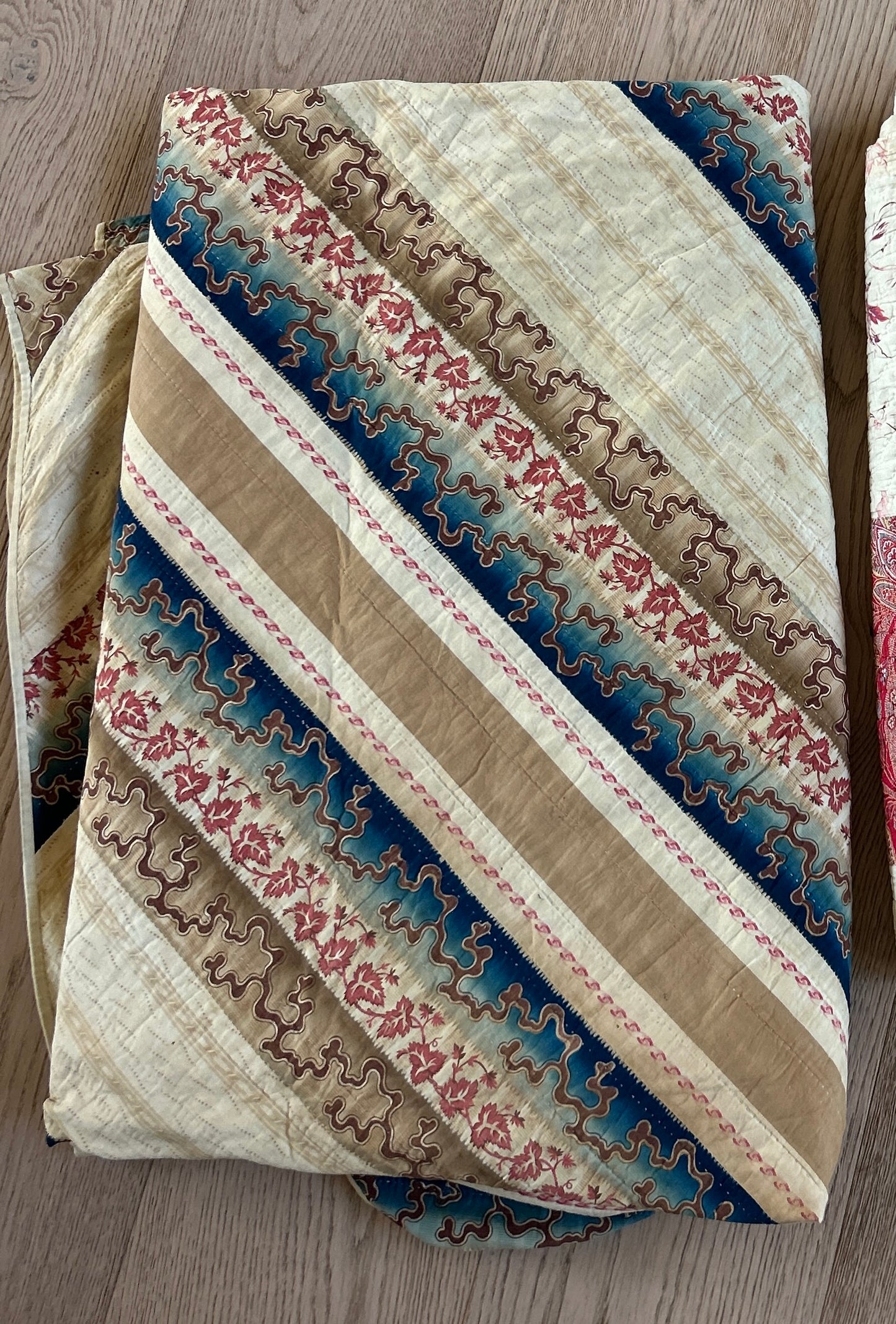 Antique Prussian Blue Striped Quilt