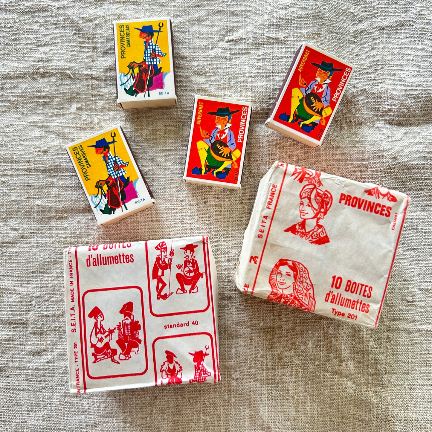 Vintage French Match Boxes - Set of 10