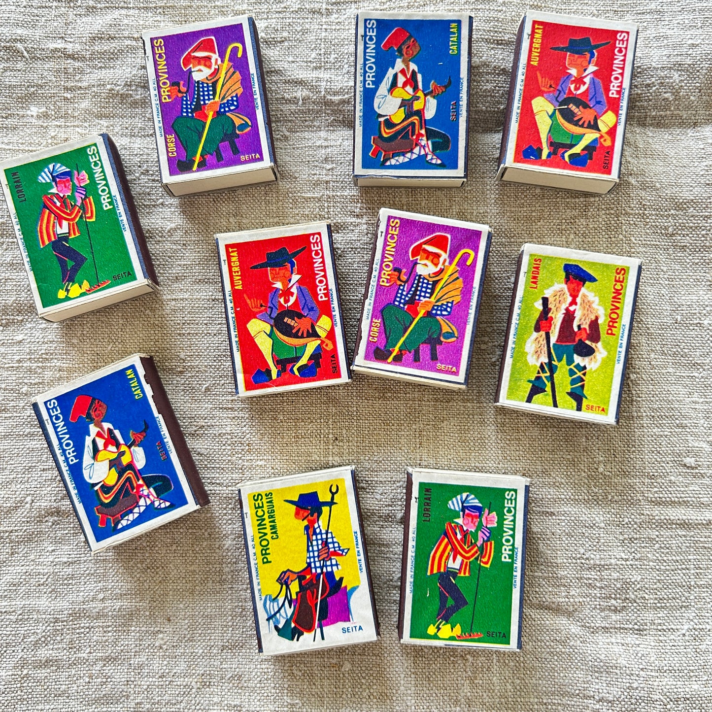 Vintage French Match Boxes - Set of 10