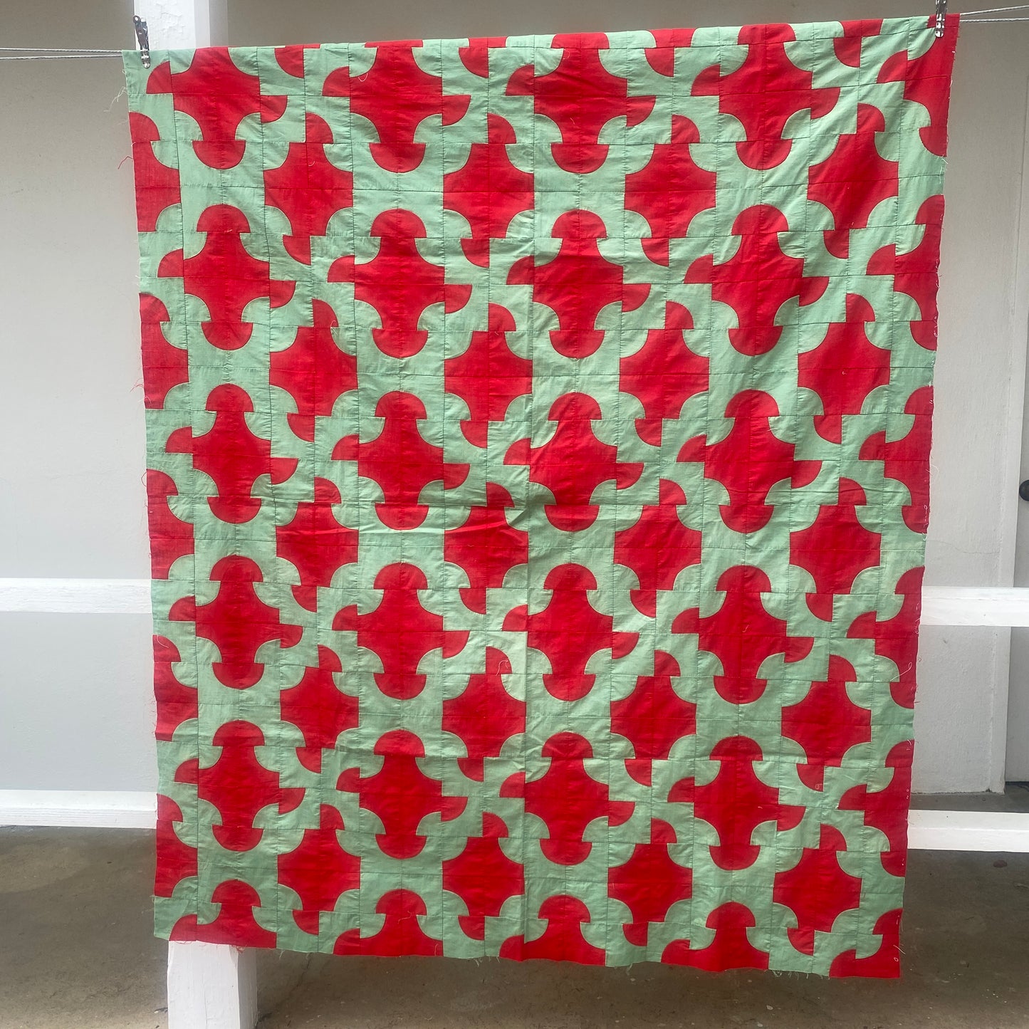 Antique Drunkards Path Quilt Top