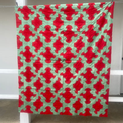 Antique Drunkards Path Quilt Top