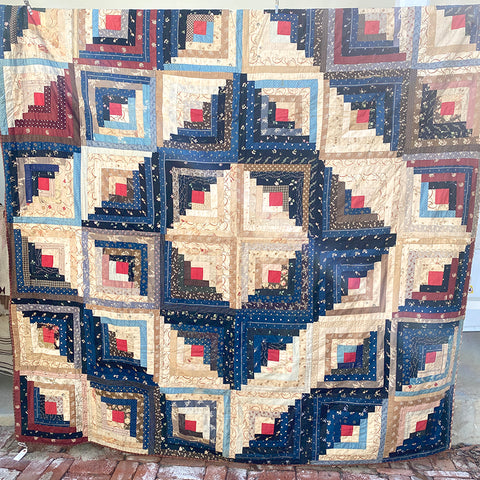 Antique Silk Log Cabin Quilt