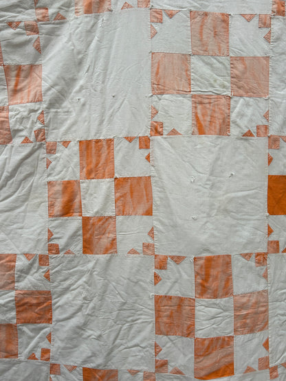 Vintage Orange Nine Patch Quilt - Cutter!