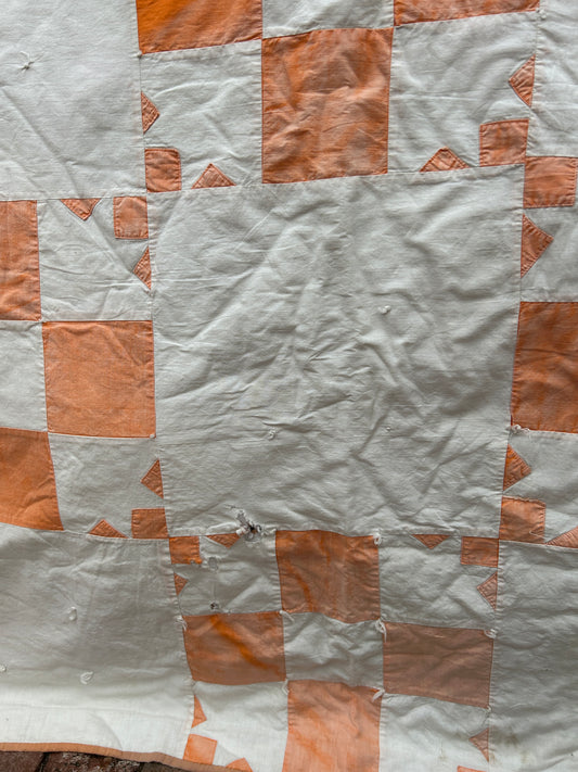 Vintage Orange Nine Patch Quilt - Cutter!