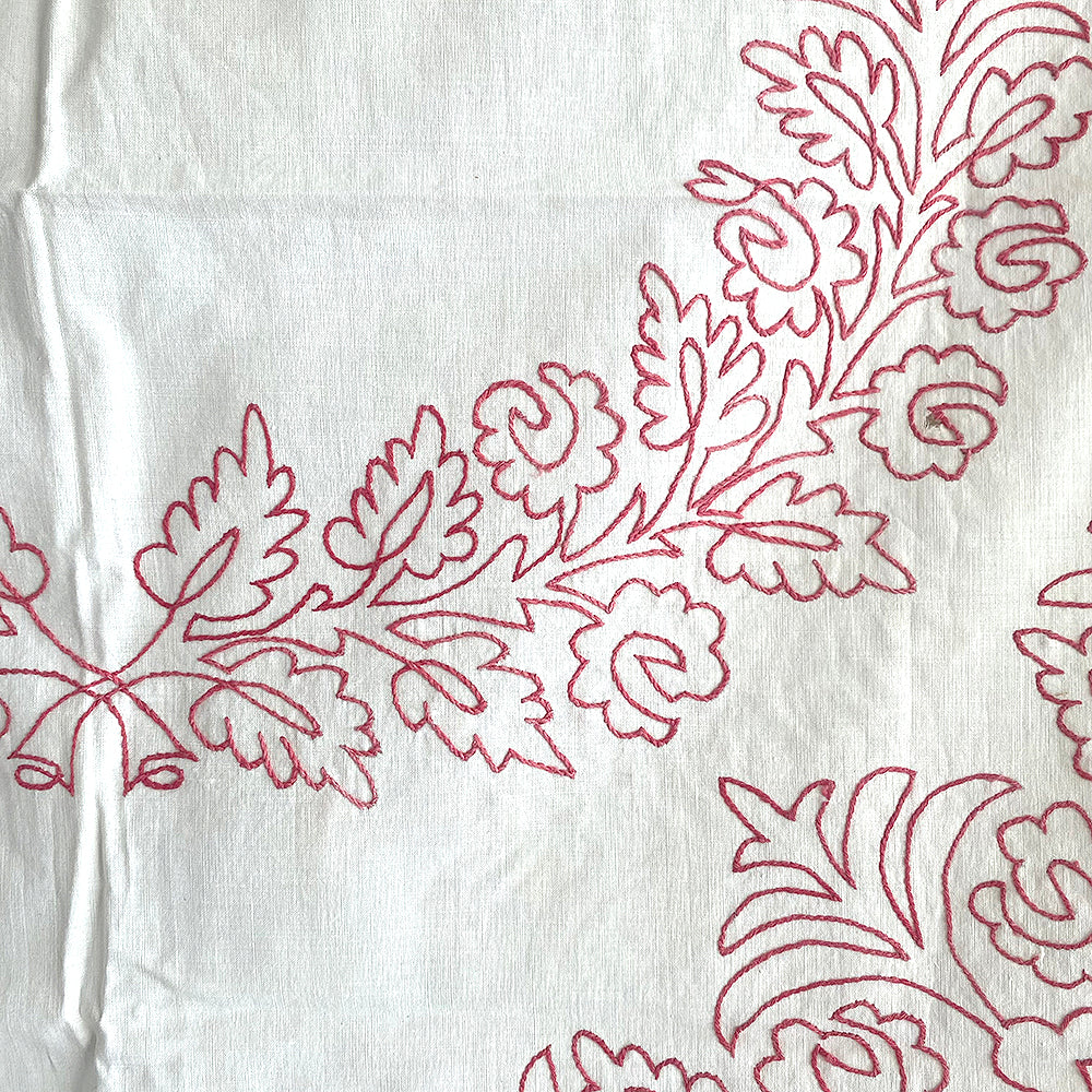 Antique Red Work Pillow Covers or Panels / Wreath