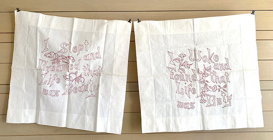 Pair of Antique Pillow Covers or Panels / Beauty and Duty