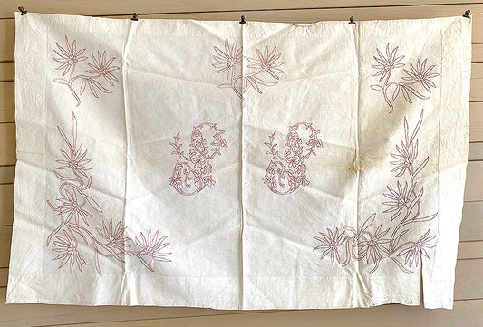 Antique Red Work Panel / SS Monogram