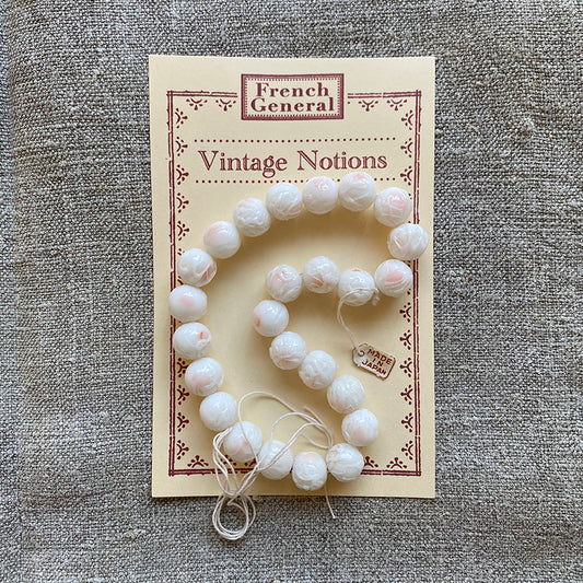 Vintage White Glass Pressed Beads