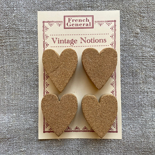Vintage Cork Hearts - Set of 4