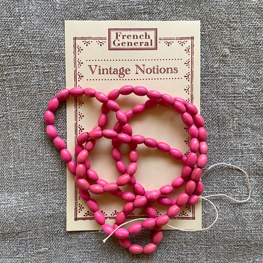 Vintage Hot Pink Wooden Beads